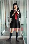  cosplay enma_ai highres jigoko_shoujo jigoku_shoujo kanata_(model) knee_socks kneehighs photo sailor sailor_uniform school_uniform serafuku waraningyo 