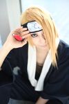  ari_(model) blonde_hair cosplay deidara handmouth headband highres naruto naruto_shippuuden photo 