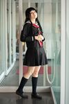  cosplay enma_ai highres jigoko_shoujo jigoku_shoujo kanata_(model) knee_socks kneehighs photo sailor sailor_uniform school_uniform serafuku waraningyo 