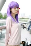  camisole cardigan cosplay fate/stay_night fate_(series) hair_ribbon hair_ribbons highres matou_sakura minato_misa photo purple_hair ribbon skirt 