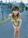  breasts cleavage denim highres hoshino_aki photo rapture shorts tank_top 