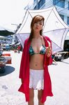  bikini_top butterfly close-up highres hoshino_aki market miniskirt open_clothes open_robe photo robe skirt umbrella 