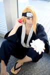  ari_(model) blonde_hair cosplay deidara handmouth headband highres naruto naruto_shippuuden photo 