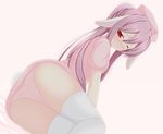  alternate_costume animal_ears arm_support bad_id bad_pixiv_id bed blush bunny_ears bunny_tail chimunge hat long_hair nurse nurse_cap one_eye_closed panties pantyshot pink_panties purple_hair red_eyes reisen_udongein_inaba solo tail thighhighs touhou underwear white_legwear 