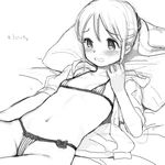  bad_id bad_pixiv_id bikini blush greyscale higebu inazuma_eleven inazuma_eleven_(series) kudou_fuyuka lying monochrome ponytail solo swimsuit 