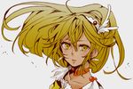  bad_id bad_pixiv_id blonde_hair choker cure_peace earrings eyelashes hair_flaps haruyama_(molt-haru) jewelry kise_yayoi magical_girl orange_choker precure smile_precure! solo wide_ponytail yellow yellow_eyes 