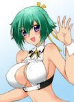  aquarion_(series) aquarion_evol blush breasts cleavage cleavage_cutout erect_nipples fang green_hair large_breasts smile zessica_wong 