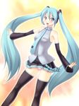  abu aqua_eyes aqua_hair detached_sleeves hatsune_miku headset long_hair necktie open_mouth panties skirt solo thighhighs twintails underwear very_long_hair vocaloid 