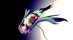  3d anklet aqua_eyes aqua_hair barefoot belt elbow_gloves floating gloves hatsune_miku hatsune_miku_(append) highres jewelry long_hair looking_at_viewer mikumikudance necktie nerudora-p solo toeless_legwear toenail_polish twintails upside-down very_long_hair vocaloid vocaloid_(tda-type_ver) vocaloid_append 