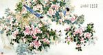  bloom chinese chinese_peony flower leaf liang_yansheng nature nib_pen_(medium) no_humans peony_(flower) scenery traditional_media tree 