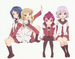  furutani_himawari ikeda_chitose jpeg_artifacts multiple_girls nanamori_school_uniform oomuro_sakurako pantyhose school_uniform serafuku simple_background sugiura_ayano yuru_yuri 