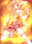  bad_id bad_pixiv_id bike_shorts cure_sunny dodai_shouji fiery_background fire highres hino_akane_(smile_precure!) magical_girl orange_(color) orange_skirt precure red_hair red_shorts shorts shorts_under_skirt skirt smile_precure! solo 