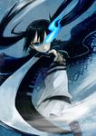  bad_id bad_pixiv_id black_hair black_rock_shooter black_rock_shooter:_innocent_soul black_rock_shooter_(character) blue_eyes burning_eye foreshortening glowing glowing_eye highres long_hair open_mouth rin_(royal) skirt solo sword thighhighs twintails weapon 