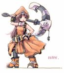  anchor boots citolo guilty_gear hat may_(guilty_gear) orange_hat orange_shirt shirt skull solo 