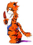  cub feline fur green_eyes male mammal markings necklace orange_fur popsicle rudragon solo tail tiger young 