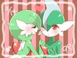  blush eyes_closed gallade gardevoir heart hearts pokemon red_eyes wink 