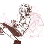  controller game_controller gamepad headphones highres hood hoodie kagamine_len male_focus monochrome panties_(pantsu-pirate) playing_games shorts sketch solo vocaloid 