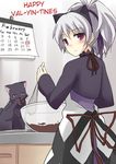  animal_ears apron baking black_cat black_cat_(animal) calendar calendar_(object) cat cat_ears chocolate darker_than_black doriruman hard_translated mao_(darker_than_black) translated valentine yin 