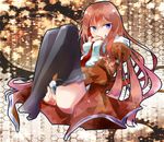  bad_id bad_pixiv_id blush breasts brown_hair itoh_(artist) jacket long_hair makise_kurisu medium_breasts necktie pantyhose purple_eyes red_neckwear solo steins;gate 