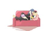  blue_hair couch couple hikari_(pokemon) kouki_(pokemon) pokemon straddle tagme 