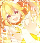  :d bad_id bad_pixiv_id blonde_hair choker cure_peace double_v hair_flaps heart heart-shaped_pupils hitohira_(shiroringo48) kise_yayoi long_hair open_mouth orange_choker precure smile smile_precure! solo symbol-shaped_pupils v wide_ponytail yellow yellow_eyes 