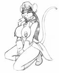  boots breasts coat collar female gloves hat mammal monochrome mouse nipples piercing pose rodent sketch solo tail uniform wolfkidd 