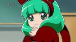  arm_ribbon blush bow eyelashes fake_screenshot frills green_eyes green_hair hair_bow hair_ornament hair_ribbon hairband hands_together kagiyama_hina kise_yayoi looking_at_viewer own_hands_together parody precure pun red_hairband ribbon smile smile_precure! solo style_parody sugimoto_kenshiro tears touhou wrist_ribbon 