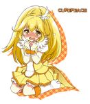  blonde_hair character_name choker cure_peace full_body hair_flaps kise_yayoi long_hair magical_girl mozuya_murasaki orange_choker precure ribbon skirt smile_precure! solo white_background wide_ponytail yellow yellow_eyes yellow_skirt 