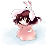  animal_ears brown_hair bunny bunny_ears carrot chibi highres inaba_tewi short_hair solo touhou yume_shokunin 