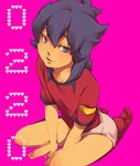  bad_id bad_pixiv_id blue_eyes inazuma_eleven_(series) inazuma_eleven_go kishibe_taiga male_focus seiza shiro_(reptil) simple_background sitting solo 