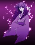  basilisk_(manga) bug butterfly hotarubi insect japanese_clothes kimono long_hair purple_background snake solo wide_sleeves you84 yukata 