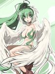  bad_id bad_pixiv_id breasts endou_chihiro feathered_wings feathers green_eyes green_hair harpy large_breasts long_hair monster_collection monster_girl open_mouth solo wings 