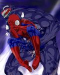  2boys bodysuit bulge cum cum_in_ass cum_inside cum_on_body cum_on_clothes cum_on_lower_body cum_while_penetrated kaname_hibana legs_held_open male male_focus marvel mask monster_boy multiple_boys muscle rape saliva sex sharp_teeth spider-man spiderman_venom testicles uncensored venom venom_(marvel) yaoi 