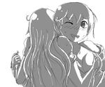  amputee artist_request blush breast_grab breasts good_end grabbing greyscale katawa_shoujo kiss long_hair medium_breasts mikado_shiina miura_miki monochrome multiple_girls neck_kiss tears undressing wince yuri 