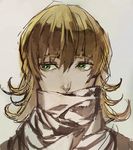  barnaby_brooks_jr blonde_hair green_eyes scarf simple_background tiger_&amp;_bunny 