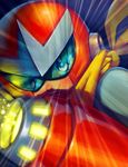  arm_cannon blues_(rockman) charging helmet male_focus reflection rockman rockman_(character) rockman_(classic) scarf solo sunglasses weapon 