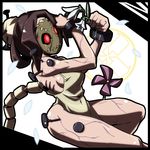  flower kni-droid mask nail painwheel_(skullgirls) pinwheel red_eyes skullgirls solo tears 