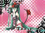  animal_hood bracelet cat_hood cat_tail detached_sleeves green_eyes green_hair hatsune_miku hood jewelry long_hair mismatched_legwear one_eye_closed open_mouth panties shinn_(artist2) sitting solo striped striped_legwear tail thighhighs twintails underwear very_long_hair vocaloid 