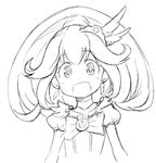  :d anbe_masahiro blush bow cure_peace earrings eyelashes greyscale hair_flaps hair_ornament jewelry kise_yayoi long_hair lowres magical_girl monochrome open_mouth precure smile smile_precure! solo white_background wide_ponytail wings 