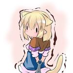  animal_ears blonde_hair cat_ears cat_tail chibi club extra_ears from_behind hoshizuki_(seigetsu) kanabou mizuhashi_parsee pointy_ears puru-see short_hair skirt solo tail touhou trembling weapon |_| 