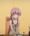  1girl animated animated_gif blush dress full-face_blush gasai_yuno mirai_nikki pink_eyes pink_hair screencap twintails 