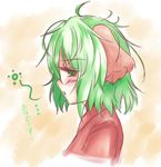  ahoge animal_ears bags_under_eyes blush dress green_eyes green_hair kasodani_kyouko messy_hair open_mouth short_hair solo taka_(taka_wo_kukuru) tired touhou upper_body 