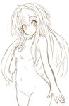  breasts copyright_request long_hair medium_breasts monochrome no_nipples nude sketch solo yu-ves 