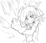  anbe_masahiro cure_sunny greyscale grin hair_bun hair_ornament hino_akane_(smile_precure!) lowres magical_girl monochrome pose precure short_hair smile smile_precure! solo tiara white_background wings 