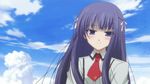  animated animated_gif baka_to_test_to_shoukanjuu blush kirishima_shouko purple_hair 