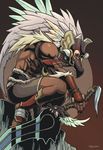  feathers headdress male_focus muscle original signature solo sword torashiro_eiji tribal weapon 