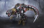  concept_art dinosaur grimlock highres mecha robot transformers transformers_fall_of_cybertron tyrannosaurus_rex 