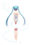  aqua_hair arms_behind_back bad_id bad_pixiv_id barefoot from_behind full_body hatsune_miku long_hair simple_background solo twintails very_long_hair vocaloid white_background xiangtu 