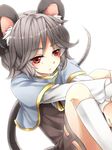  animal_ears bad_id bad_pixiv_id capelet grey_hair kneehighs mouse_ears mouse_tail nazrin red_eyes sayuma short_hair skirt solo tail touhou white_legwear 