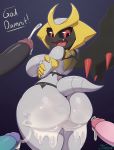  2018 absurd_res annoyed anthro big_breasts big_butt big_penis black_penis black_sclera blue_penis blush breasts butt claws cum cum_on_butt cumshot dialogue digital_media_(artwork) disembodied_penis dragon ejaculation english_text erection female giratina giratina_(altered_form) group hi_res horn huge_breasts huge_penis humanoid_penis legendary_pok&eacute;mon looking_back male mammal meme miso_souperstar nintendo nude open_mouth orgasm penis pink_penis pok&eacute;mon pok&eacute;mon_(species) pok&eacute;morph red_eyes short_stack short_tail simple_background solo_focus standing teeth text thick_thighs tongue unusual_wings video_games voluptuous wide_hips wings 